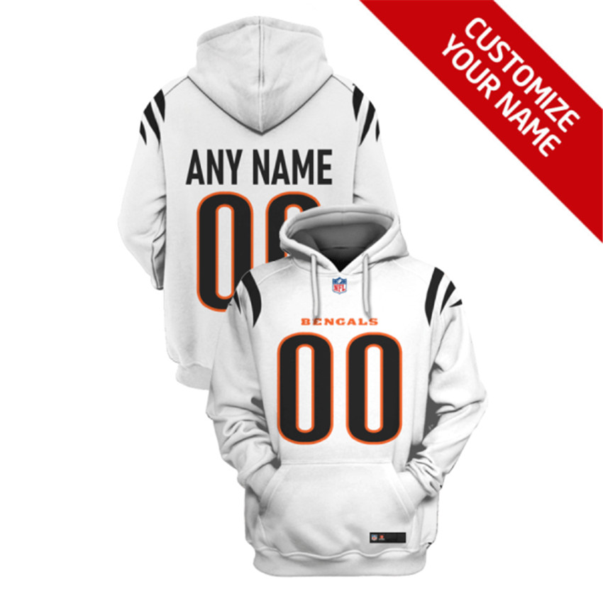 Men's White Cincinnati Bengals Active Player Custom 2021 Pullover Hoodie